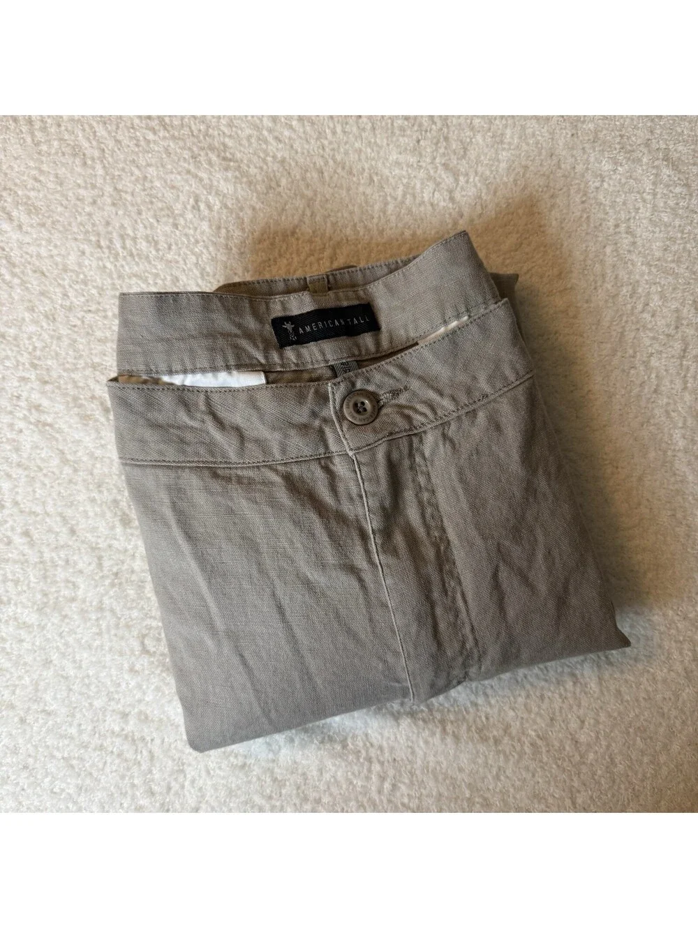 American Tall Men’s 40XT Linen Cotton Flat Front Khaki Shorts Beige